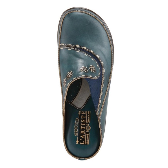 L'Artiste by Spring Step Womens Chino Leather Clog -- Blue NEW - Picture 4 of 6